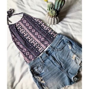 Bluenotes Geometric Print Halter Top